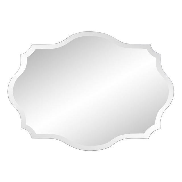 This Frameless Mirror is just that: all mirror - no frame! The shape of the glass is rectangular with scalloped corners...