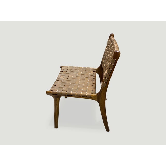 2010s Andrianna Shamaris Modern Chair Series Single Backed Leather Woven Chair For Sale - Image 5 of 6
