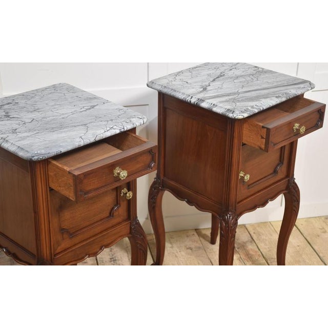 Walnut Bedside Cabinets with Marble Tops, 1890s, Set of 2 For Sale - Image 10 of 12