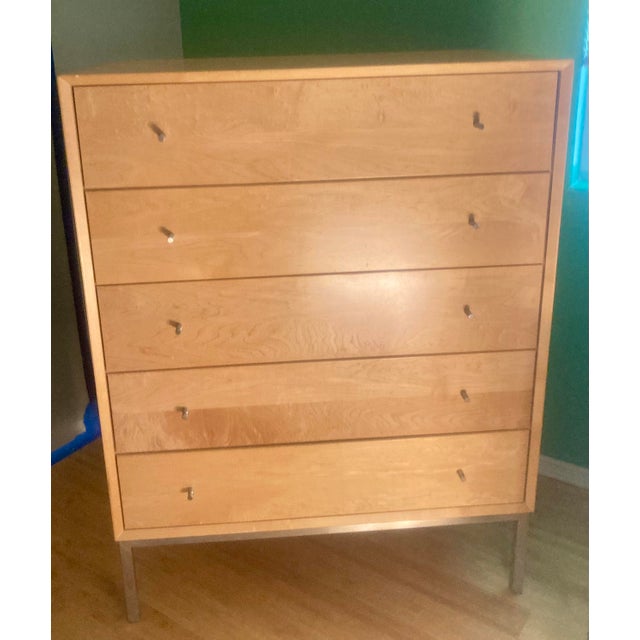 Room & Board Delano dresser, 5 drawer, solid Maple. Stainless steel base & stainless steel pull knobs. Dovetail design...