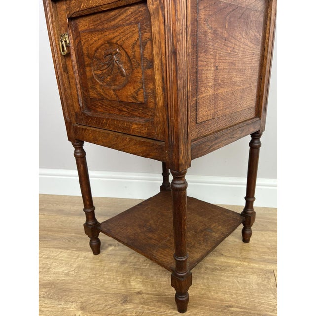 Gold Antique French Oak Carved Nightstand For Sale - Image 8 of 15