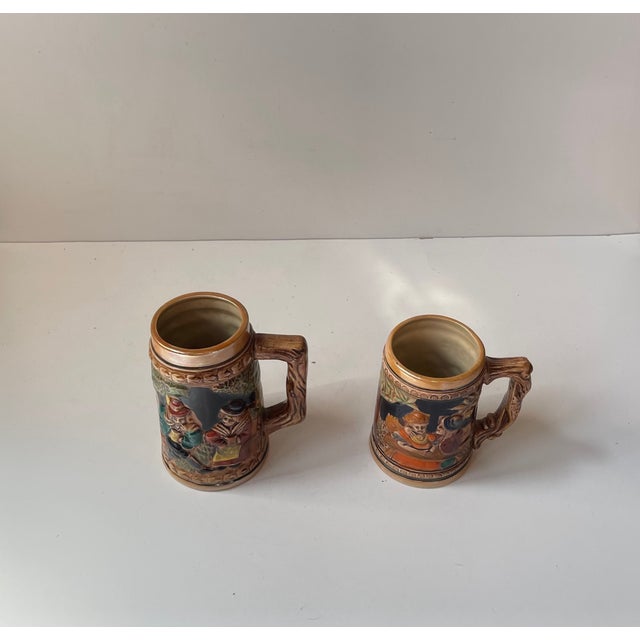Ceramic Medieval Themed German Bier Steins Mugs in Glazed Stoneware, Set of 2 For Sale - Image 7 of 9