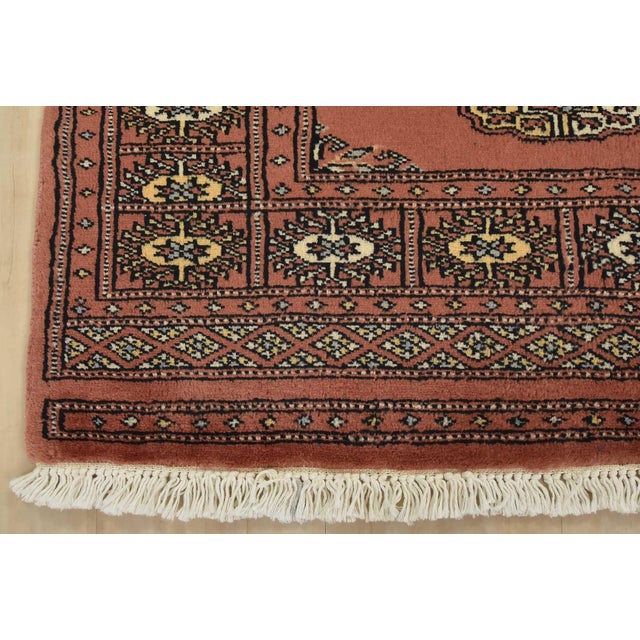 Pink Bokhara Rug 2’11” X 4’8” Pink Wool Tribal Hand-Knotted Oriental Carpet For Sale - Image 8 of 11