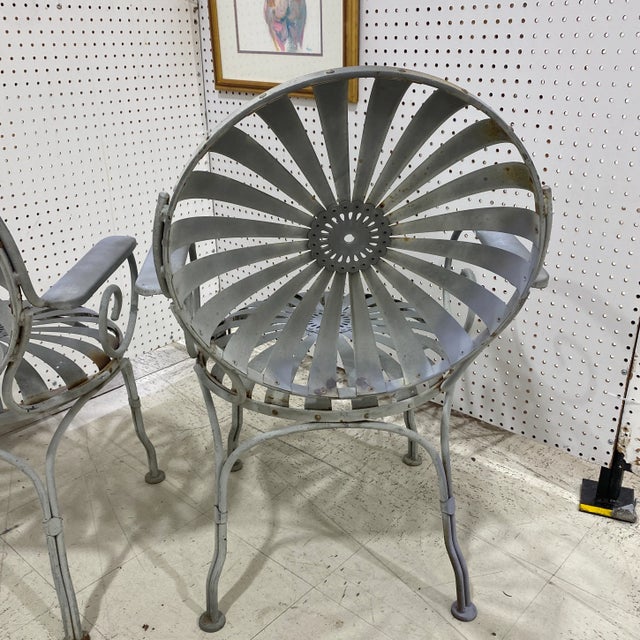 Metal 1930’s Francois Carre Sunburst Garden Arm Chairs - a Pair For Sale - Image 7 of 10