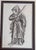 An evocative original theatrical costume sketch by John Burnet of London, depicting a dramatically dressed figure in an...