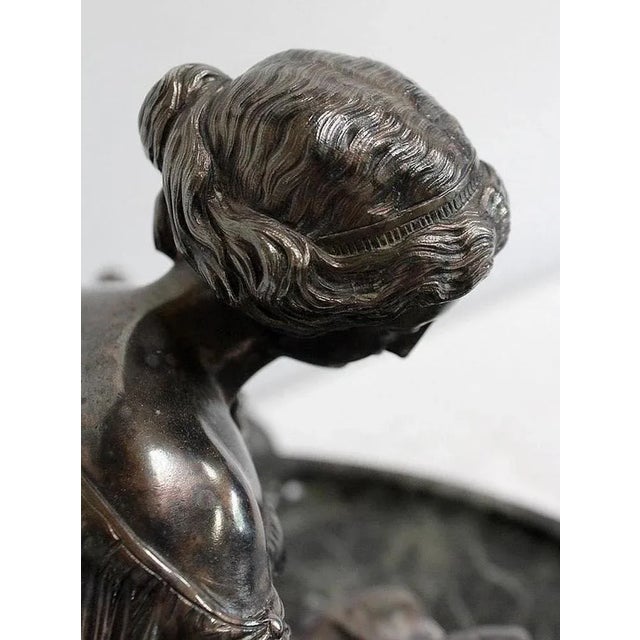 Double Inkwell in Silver-Plated Bronze & Sea Green Marble, 1900s For Sale - Image 17 of 18