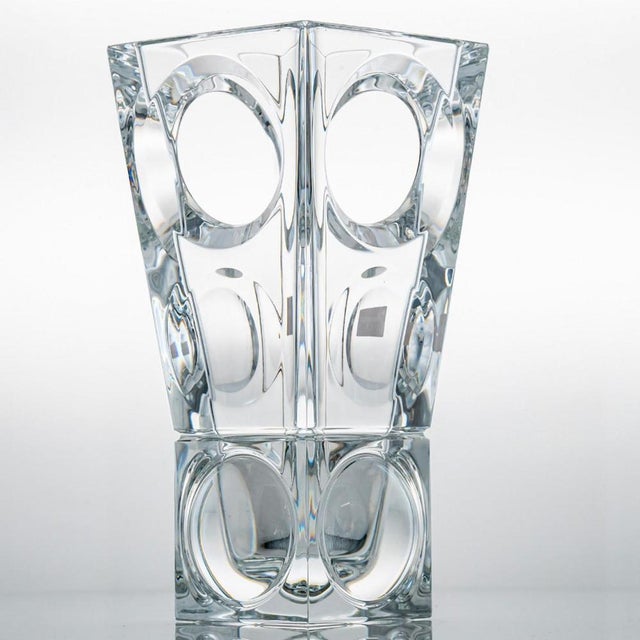 Rectangular Clear Crystal Vase with Holes from Baccarat, France, 1900s For Sale - Image 9 of 12
