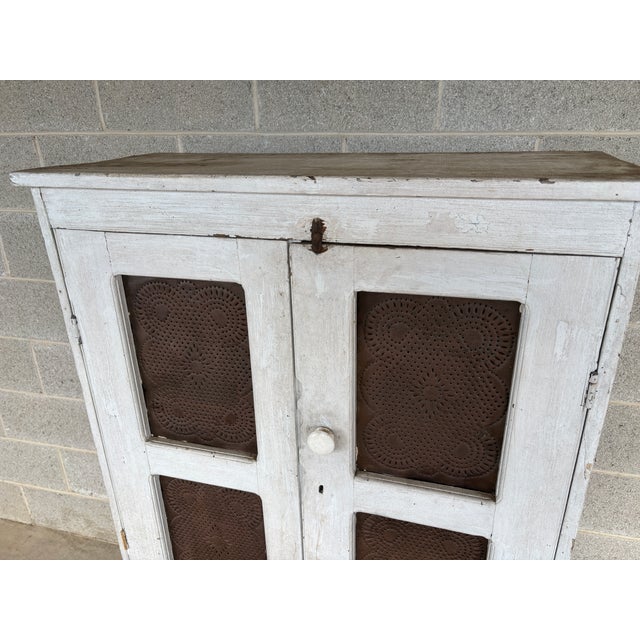 Primitive Antique Tin Stamped Pie Safe-Cupboard (Circa 1700's) For Sale - Image 10 of 18