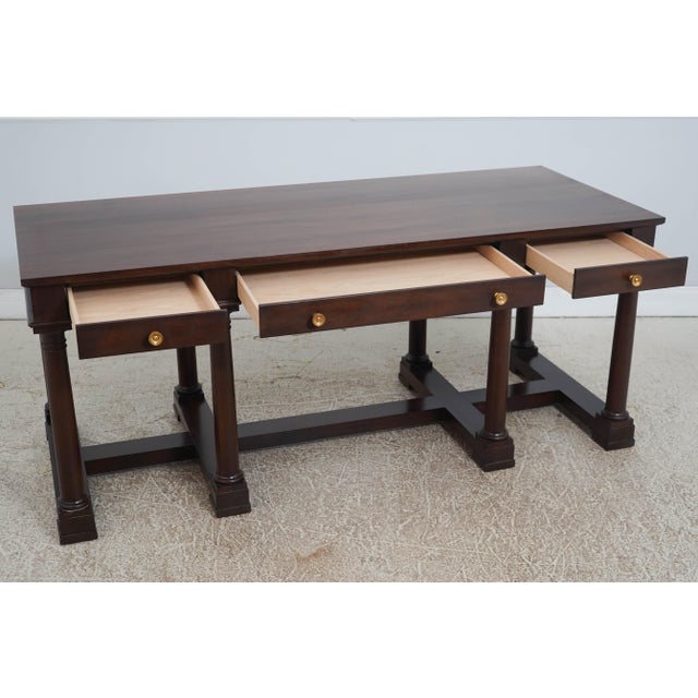 Traditional Large Empire Style Mahogany 3 Drawer Library Desk For Sale - Image 3 of 17