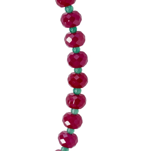 Jumbo Ruby Green Agate Necklace 14k Gold For Sale - Image 4 of 11