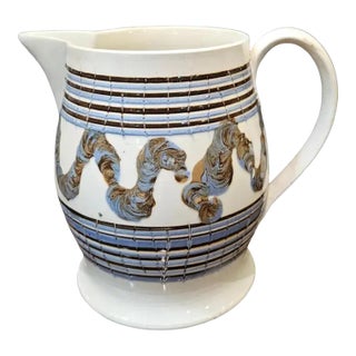 English Mocha Pottery Creamware Earthworm Jug For Sale