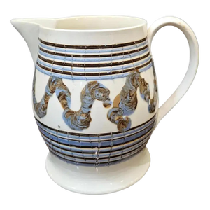 English Mocha Pottery Creamware Earthworm Jug