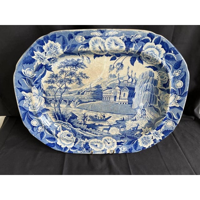 Antique English Blue and White Stoneware Meat Platters, Set of 4 For Sale - Image 15 of 18