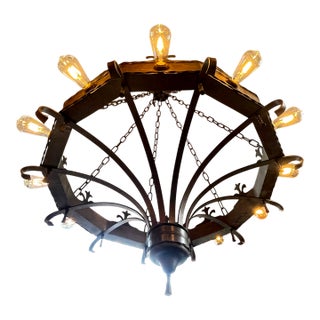 Vintage 1940s Gothic/Lodge 12-Light Chandelier. For Sale