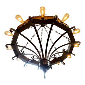 Vintage 1940s Gothic/Lodge 12-Light Chandelier.