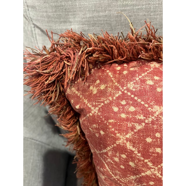 Contemporary Traditional Osborne & Little Square Rust Custom Pillows with Fringe Trim - a Pair For Sale - Image 14 of 14