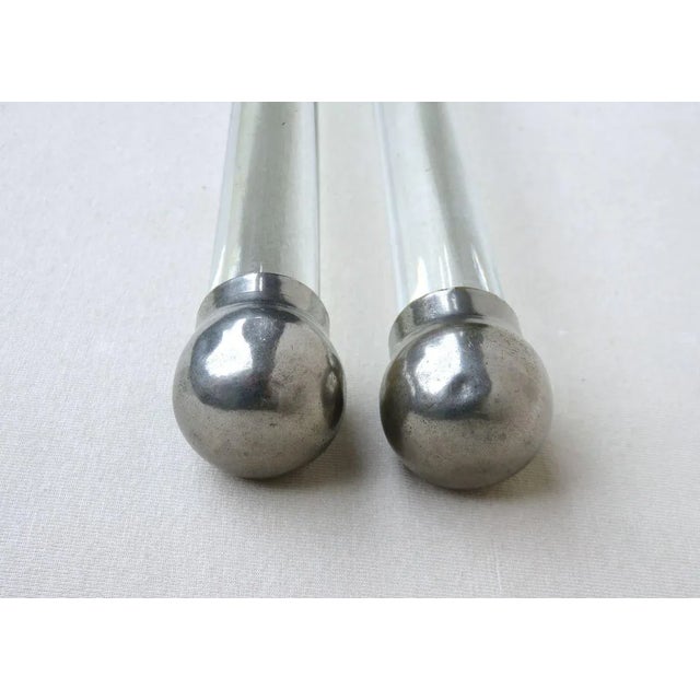 Vintage French Art Deco Glass & Nickel-Plated Towel Racks, Set of 3 For Sale - Image 17 of 18