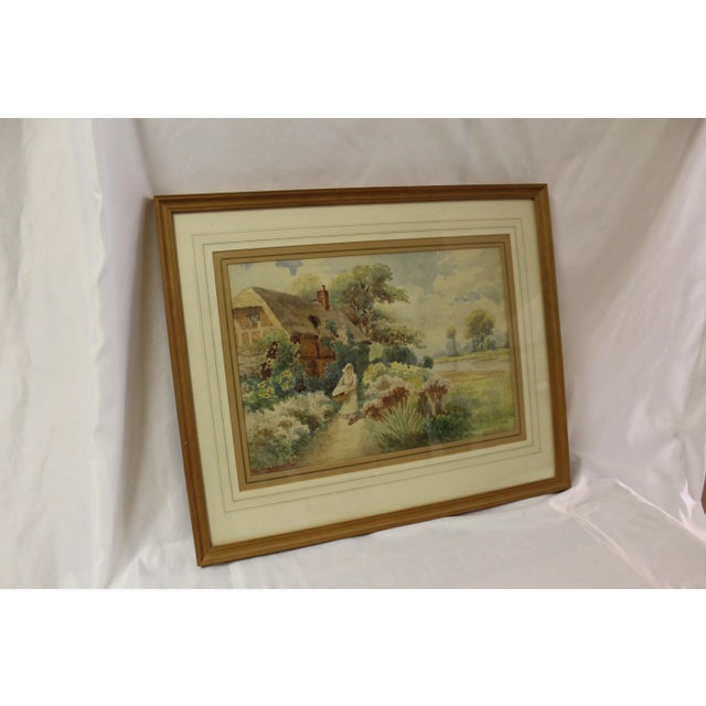 1920s Antique W. Muncaster English Country Scene Watercolor, Framed and Signed For Sale - Image 5 of 7
