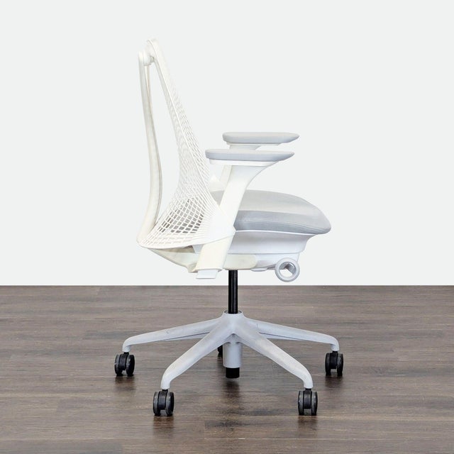 Herman Miller Herman Miller Sayl White Ergonomic Office Chair With Adjustable Armrests For Sale - Image 4 of 10