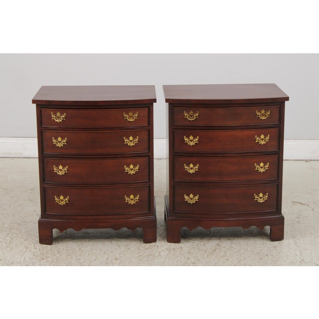 Age: Approx. 30 Years Old Details: Solid Mahogany Bow Fronts Nice Matching Pair of Bedside or Occasional Chests Bracket...