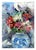 A dynamic, highly textured impasto mid-century still life of a blue vase with flowers. Unsigned. Displayed in a rustic...