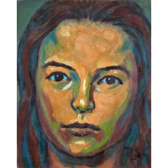 1950s Gabino Rey Santiago, Portrait, 1958, Mixed Media on Paper For Sale - Image 5 of 5