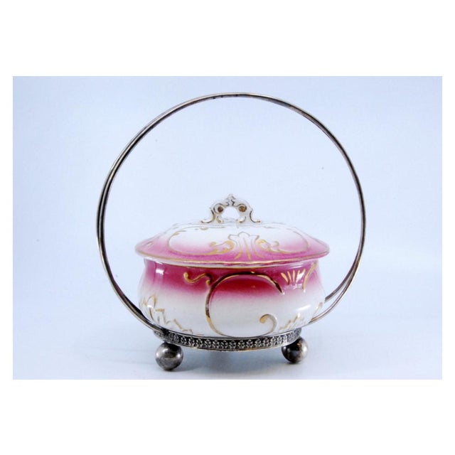 Silver and Porcelain Candy Box with Round Feet For Sale - Image 9 of 10
