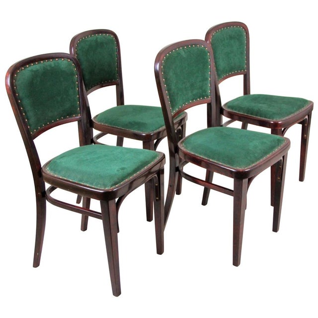 Green Art Nouveau Dining Chairs by Marcel Bomber for Thonet, Austria, 1910s, Set of 4 For Sale - Image 8 of 8