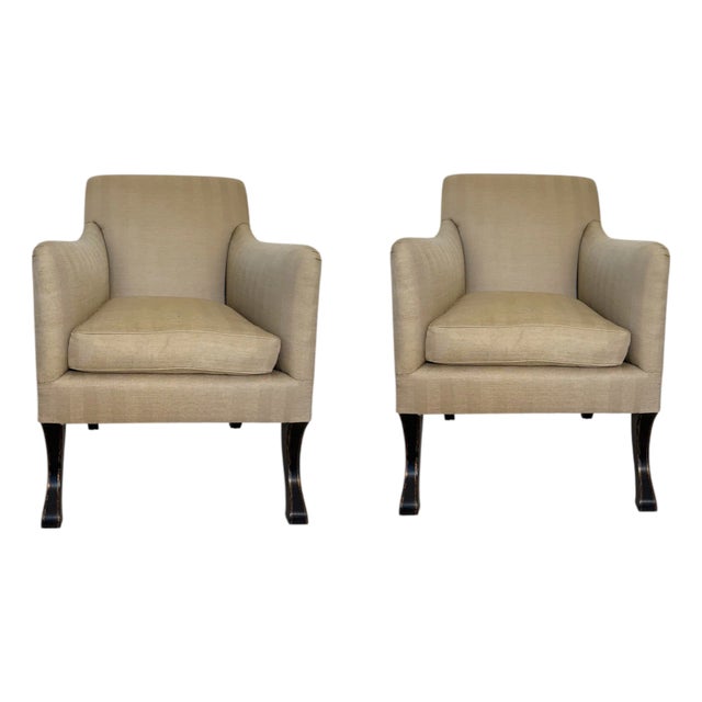Rose Tarlow Regency Sabreleg Armchairs- A Pair For Sale