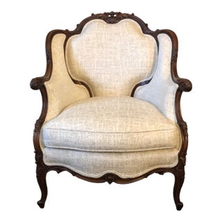 Late 19th Century Victorian Louis XV Style Mahogany Bergere For Sale