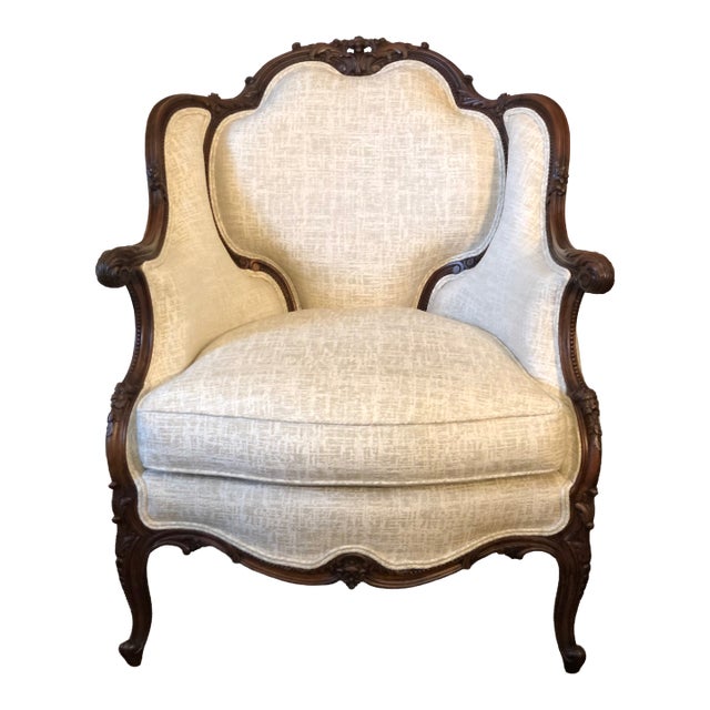 Late 19th Century Victorian Louis XV Style Mahogany Bergere For Sale