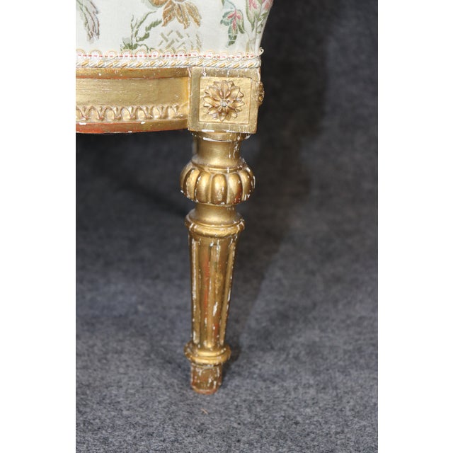 Pair 19th C. French Louis XVI Style Carved Giltwood Armchairs For Sale - Image 12 of 18