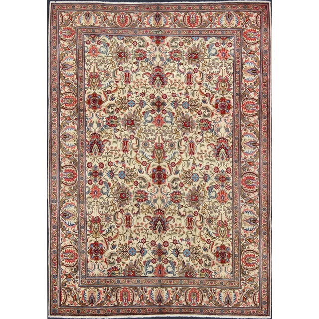 Vintage Tabriz Rug With Vivid, Traditional Colors and All-Over Design For Sale - Image 13 of 13