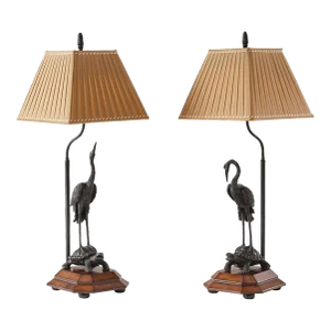 Pair of Crane Form Table Lamps