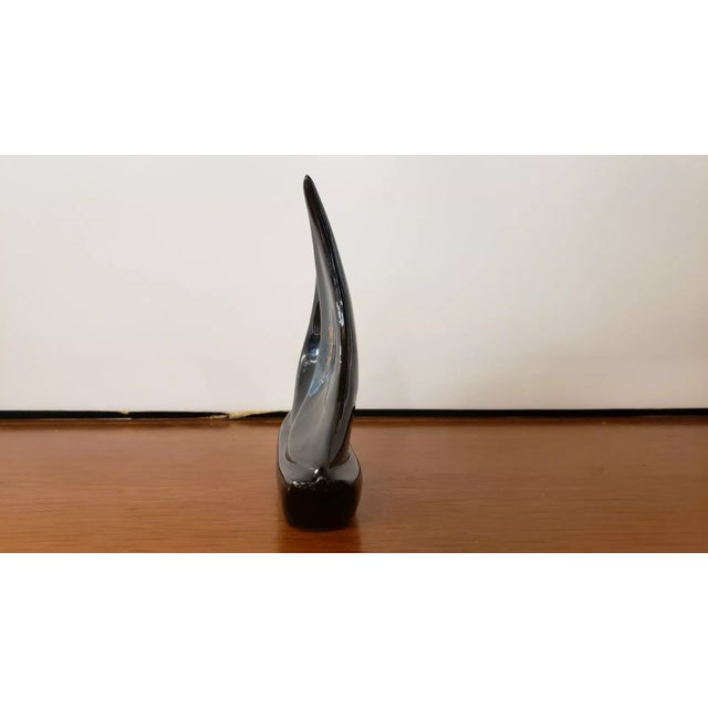 1970s Chinese Flambe Glaze Ceramic Sailboat Figurine For Sale - Image 4 of 6