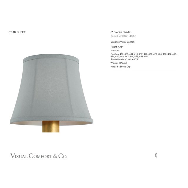 Visual Comfort Signature 6" Blue Linen Bell Empire Shade Designer: Visual Comfort Signature Height: 4.75" Base: Shade...