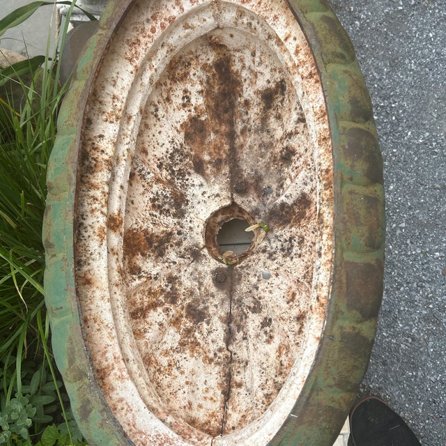 Antique French Style Victorian Cast Iron Garden Urn Tazza Planter — 25" For Sale - Image 6 of 7