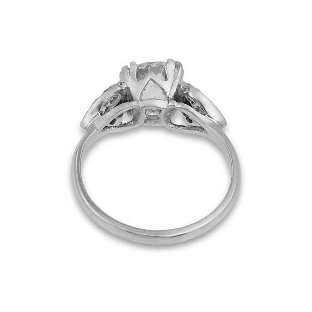1930s Art Deco Gia 1.75 Carat Old Mine Cut Diamond Platinum Engagement Ring, Size 5.75 For Sale In Los Angeles - Image 6 of 7
