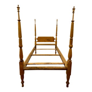 Antique Cherry Twin Size Traditional Poster Bed Formerly Rope Bed With Canopy For Sale
