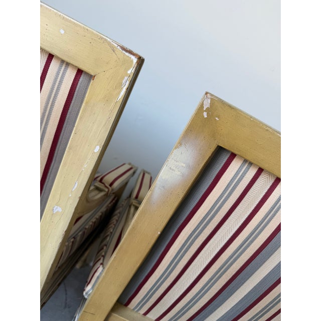 Vintage French Neoclassical Louis XV Style Striped Upholstery Settees – Pair For Sale - Image 13 of 17