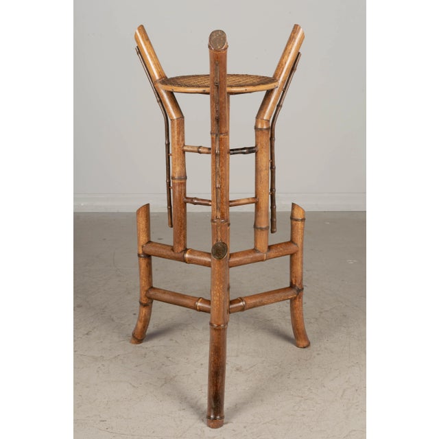 Wood Mid Century French Bamboo & Rattan Plant Stand or Pedestal For Sale - Image 7 of 12