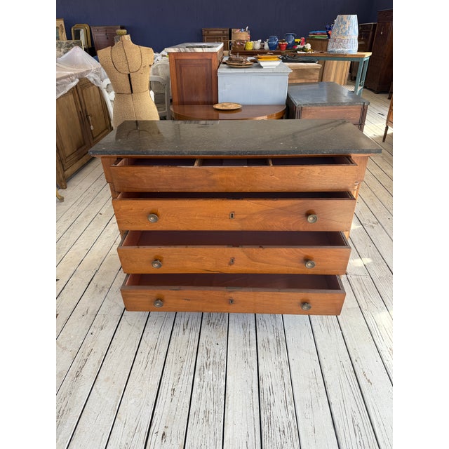 19th Century French Empire Walnut Marble Top Chest of Drawer / Commodes For Sale - Image 4 of 11