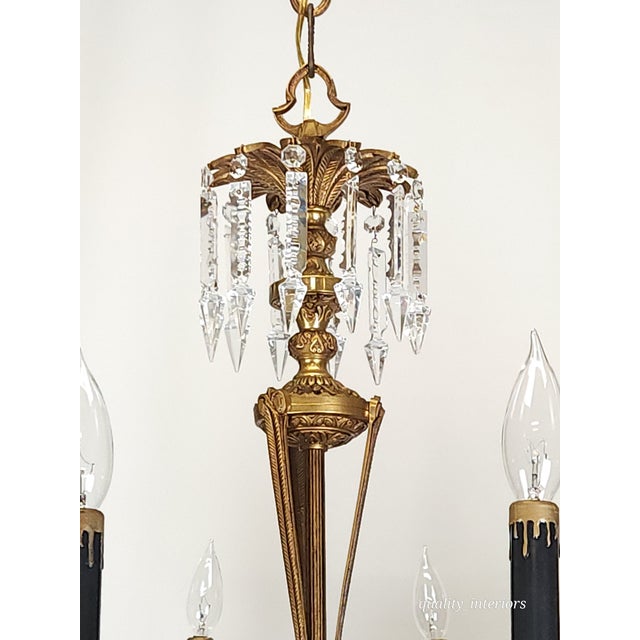Offered for your consideration is an Antique 12 Light Captivating Curvaceous Brass Cut Lead Crystal Chandelier . The...