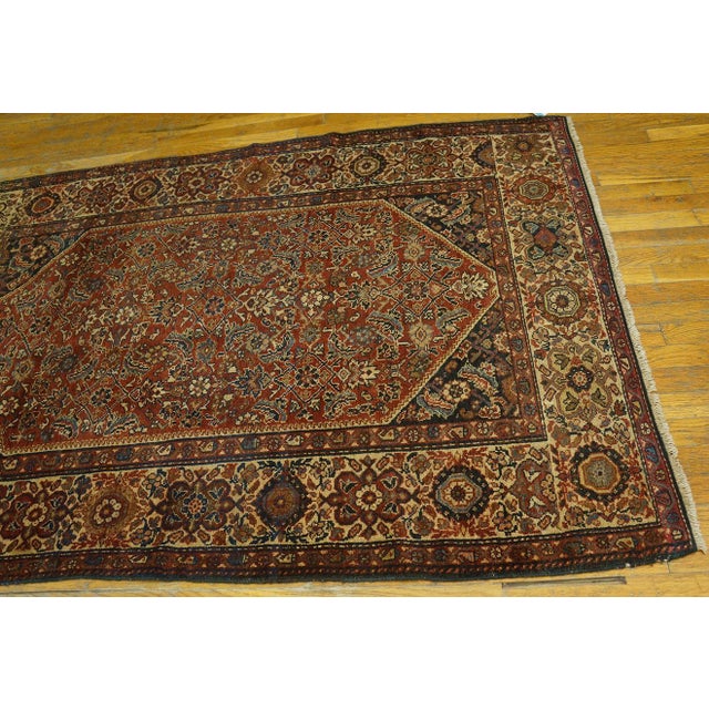 1920s Red Medallion Antique Persian Malayer Rug 4'3" X 6'2" Handknotted Wool Carpet For Sale - Image 12 of 13