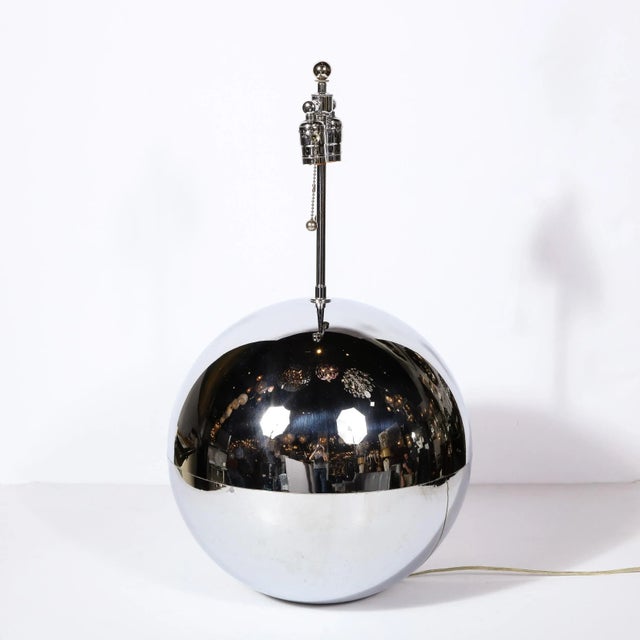 Mid-Century "Ball" Table Lamp in Chrome in the Style of Karl Springer For Sale - Image 9 of 11