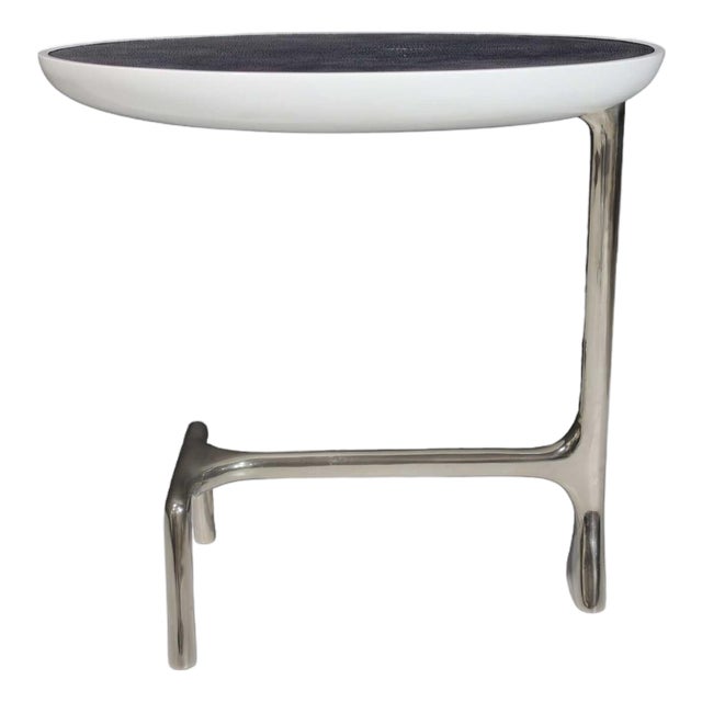 Scala Luxury Uovo Side Table in Polished Nickel For Sale