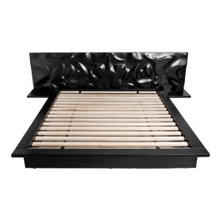 Mid-Century Modern Ash Solid Wood Black Grafton Bedframe For Sale