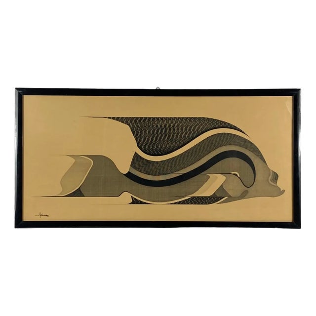 Abbahao, Untitled Large Stylized Fish, Ink on Paper, 1976, Framed For Sale