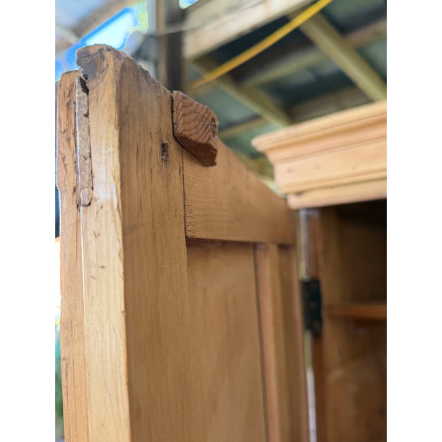 Farmhouse 19th Century European Country Pine Two-Door Armoire With Raised Panel Doors For Sale - Image 3 of 12