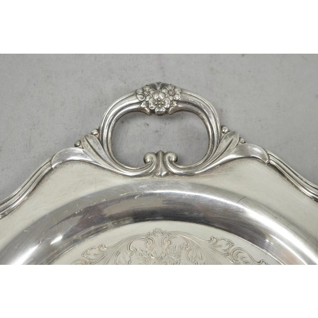 1847 Rogers Bros Eternally Yours Silver Plated Oval Serving Platter Butlers Tray For Sale - Image 9 of 14